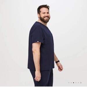 Figs Mens Navy V-Neck Scrub Top Leon
